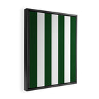Jumbo Forest Green and White Rustic Vertical Cabana Stripes Framed Canvas Print Gallery Image 2