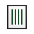 Jumbo Forest Green and White Rustic Vertical Cabana Stripes Framed Art Print Gallery Image 6