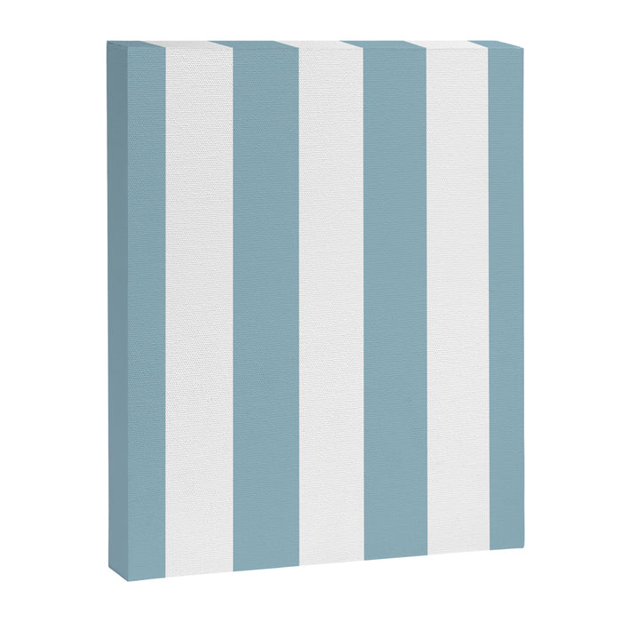 Large Baby Blue and White Vertical Cabana Tent Stripes Canvas Print Gallery Image 1