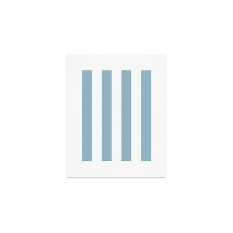 Large Baby Blue and White Vertical Cabana Tent Stripes Art Print Gallery Image 1