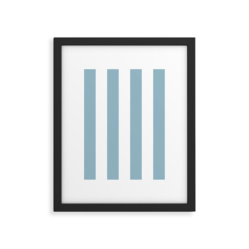Large Baby Blue and White Vertical Cabana Tent Stripes Framed Art Print Gallery Image 6