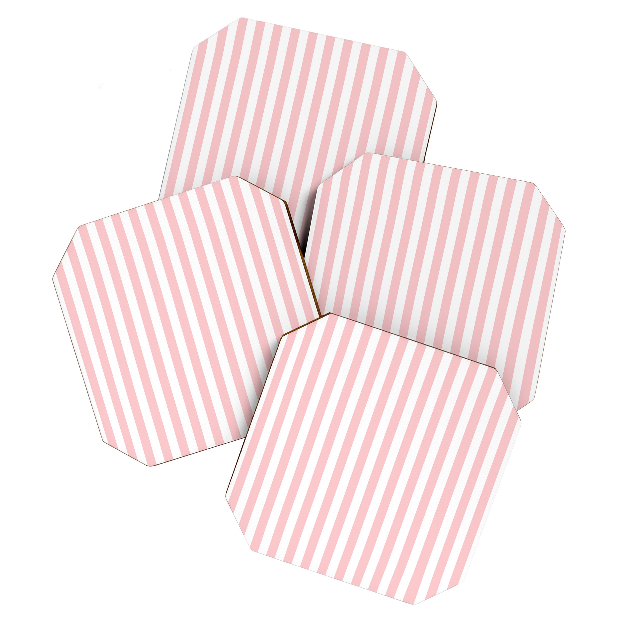 Large Classic Pink and White Stripe Pattern Coaster Gallery Image 1