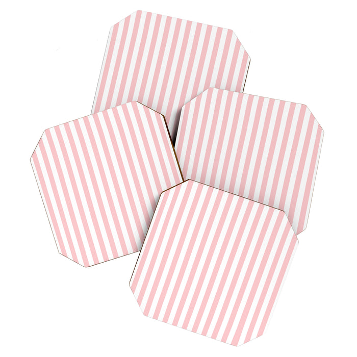 Large Classic Pink and White Stripe Pattern Coaster Gallery Image 1
