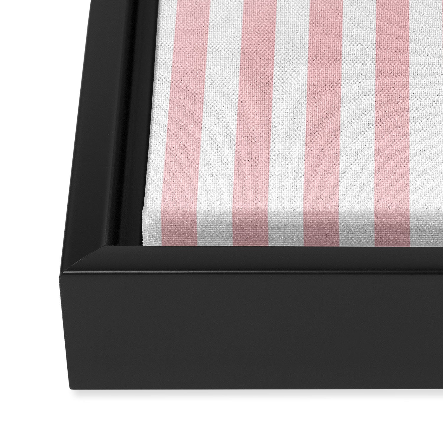 Large Classic Pink and White Stripe Pattern Framed Canvas Print Gallery Image 3