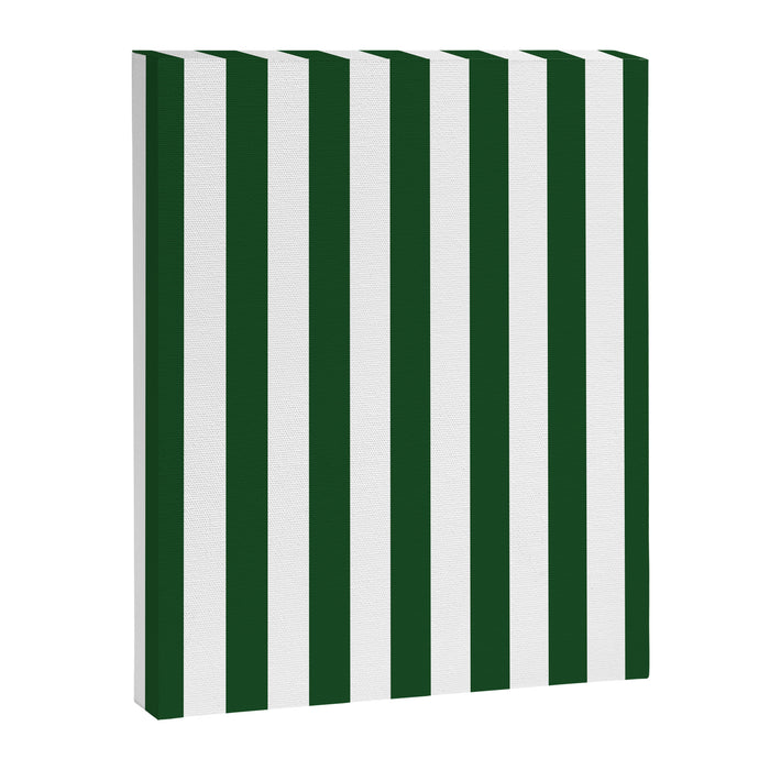 Large Forest Green and White Rustic Vertical Beach Stripes Canvas Print Gallery Image 1