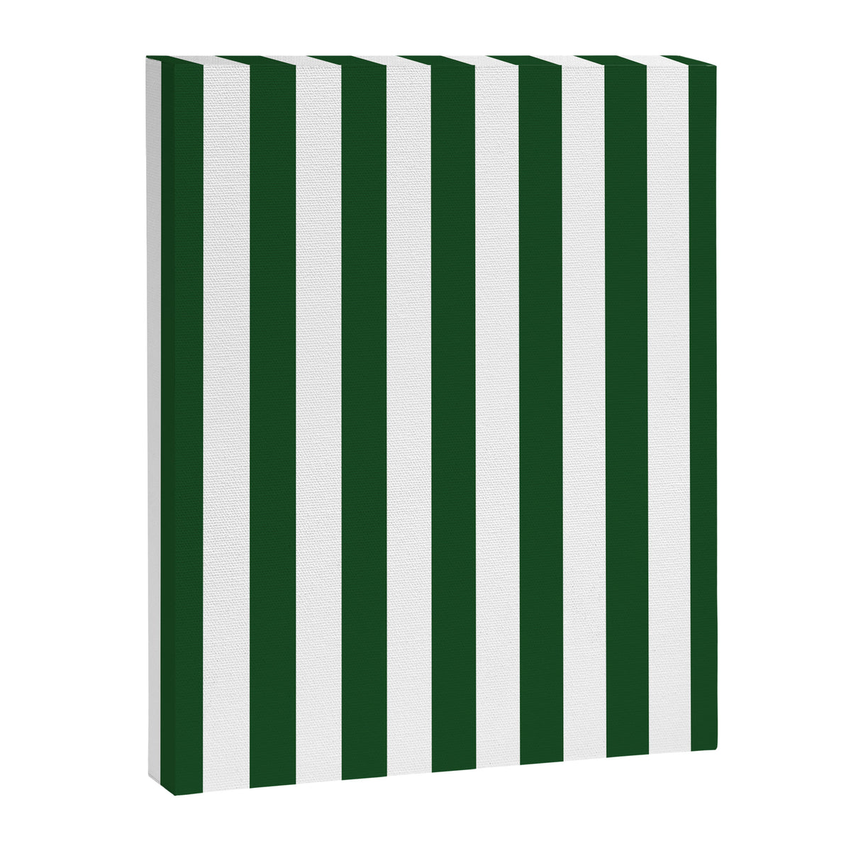 Large Forest Green and White Rustic Vertical Beach Stripes Canvas Print Gallery Image 8