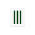 Large Forest Green and White Rustic Vertical Beach Stripes Art Print Gallery Image 1