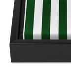 Large Forest Green and White Rustic Vertical Beach Stripes Framed Canvas Print Gallery Image 3