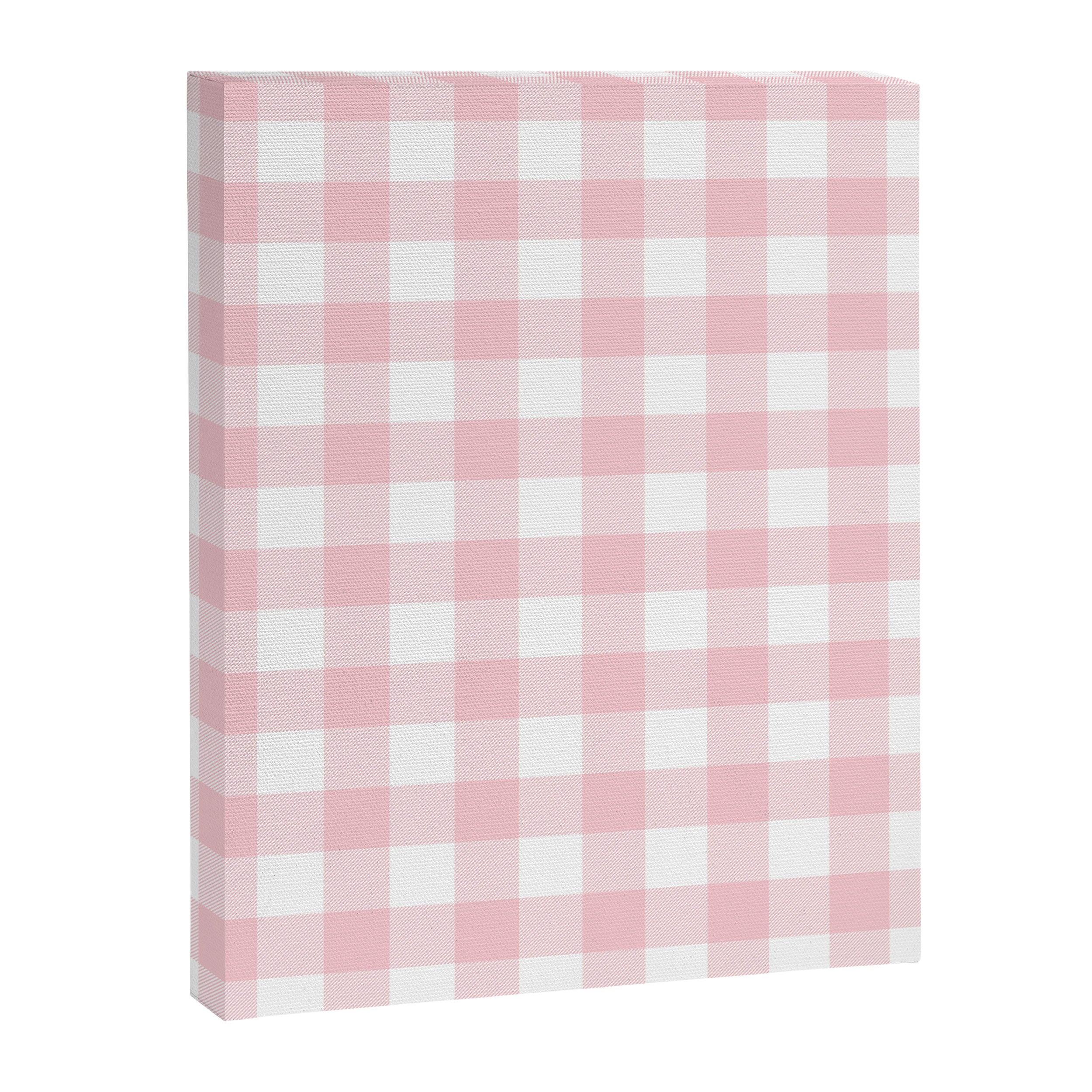 Large Valentine Soft Blush Pink and White Buffalo Check Plaid Canvas Print Gallery Image 8