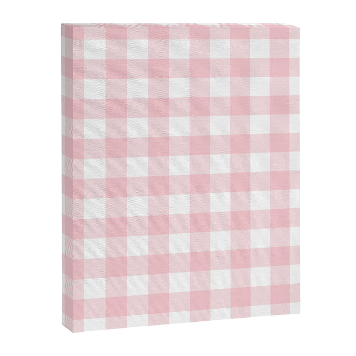 Large Valentine Soft Blush Pink and White Buffalo Check Plaid Canvas Print Gallery Image 1
