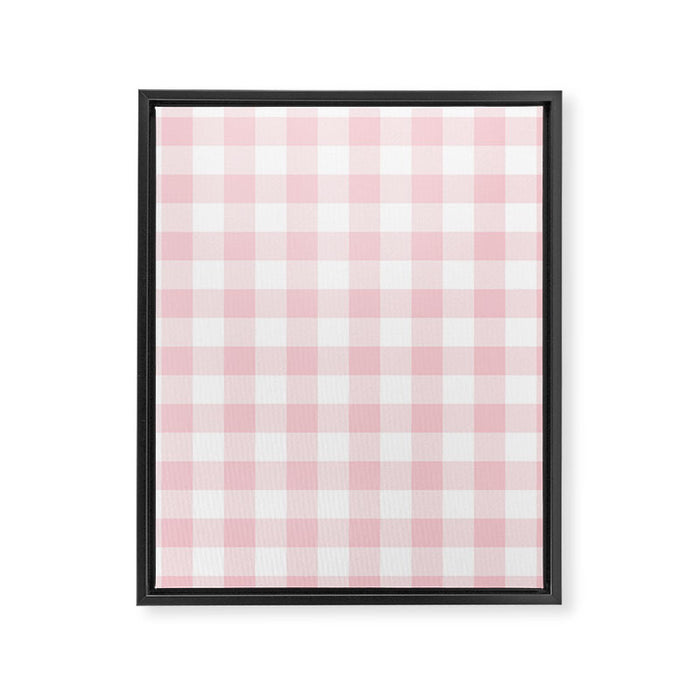 Large Valentine Soft Blush Pink and White Buffalo Check Plaid Framed Canvas Print Gallery Image 1