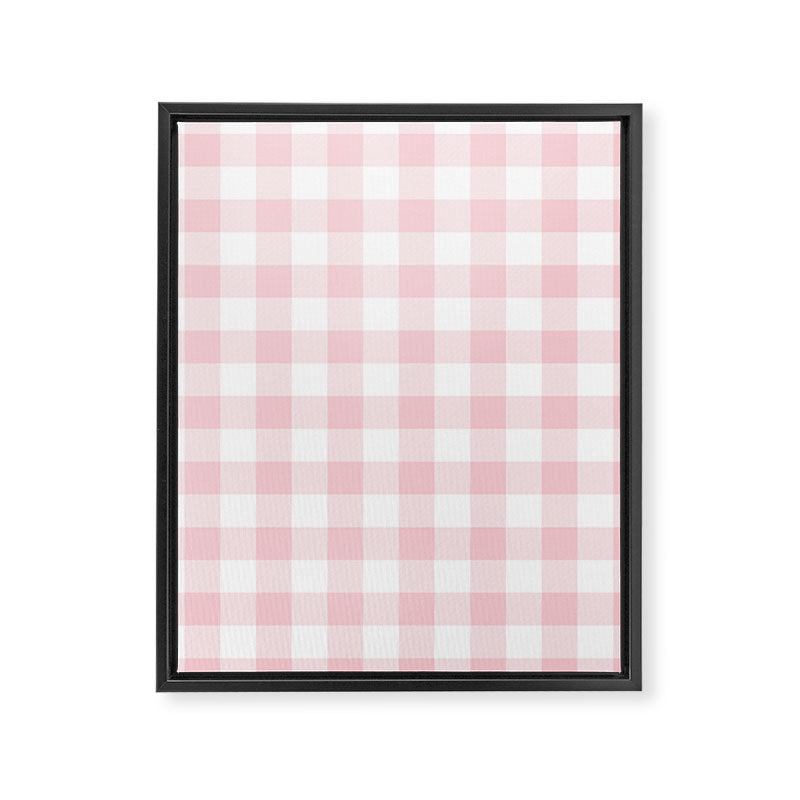 Large Valentine Soft Blush Pink and White Buffalo Check Plaid Framed Canvas Print Gallery Image 8