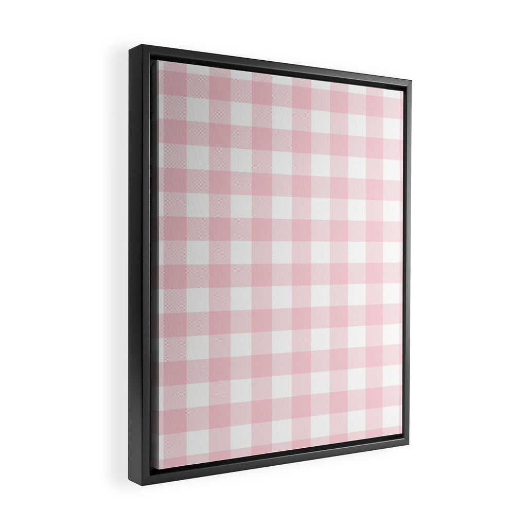 Large Valentine Soft Blush Pink and White Buffalo Check Plaid Framed Canvas Print Gallery Image 2
