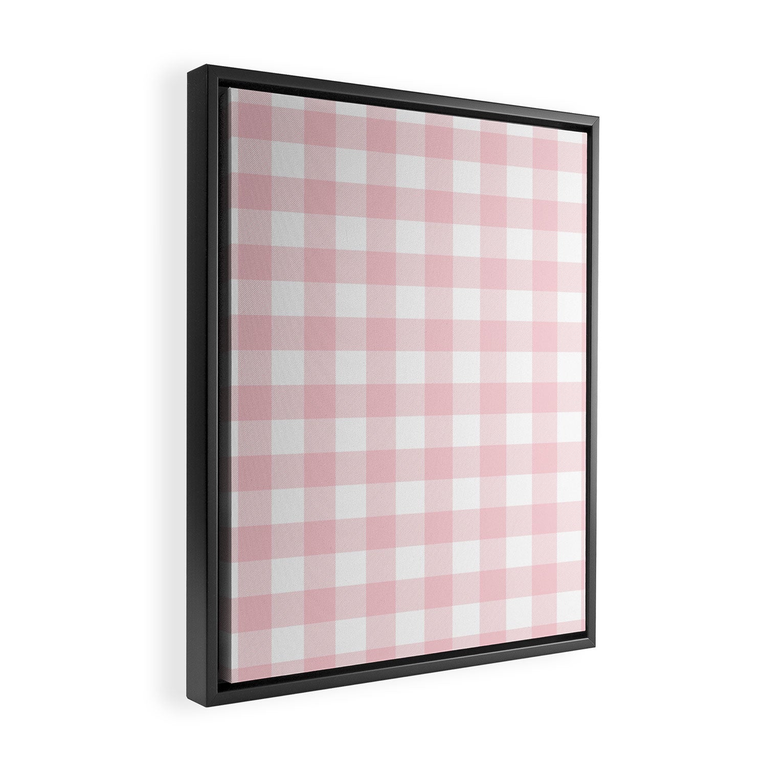 Large Valentine Soft Blush Pink and White Buffalo Check Plaid Framed Canvas Print Gallery Image 2