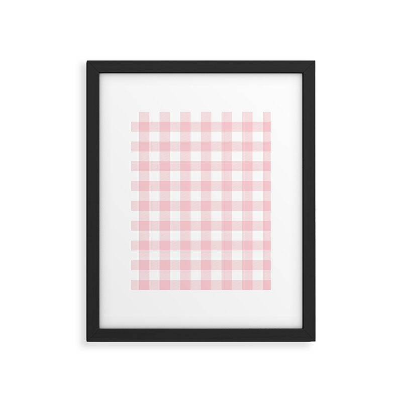 Large Valentine Soft Blush Pink and White Buffalo Check Plaid Framed Art Print Gallery Image 6