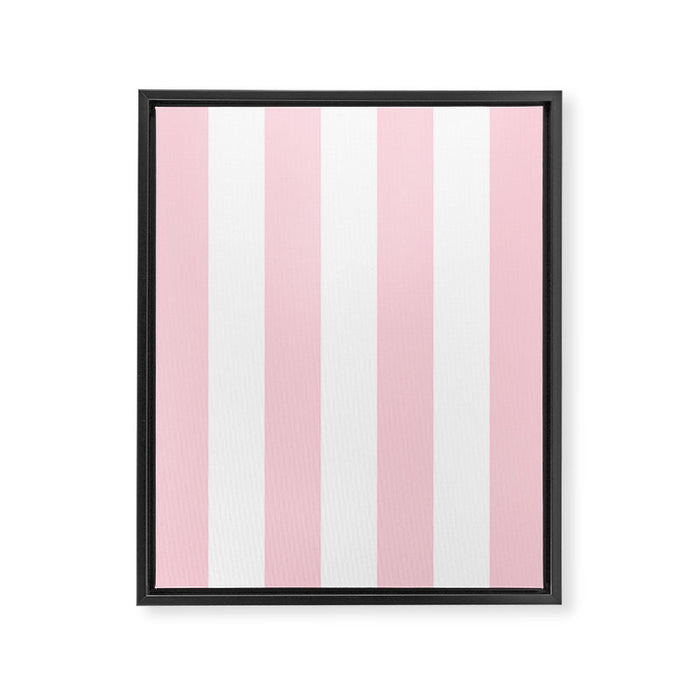 Light Soft Pastel Pink Beach Hut Stripes Framed Canvas Print Gallery Image 1