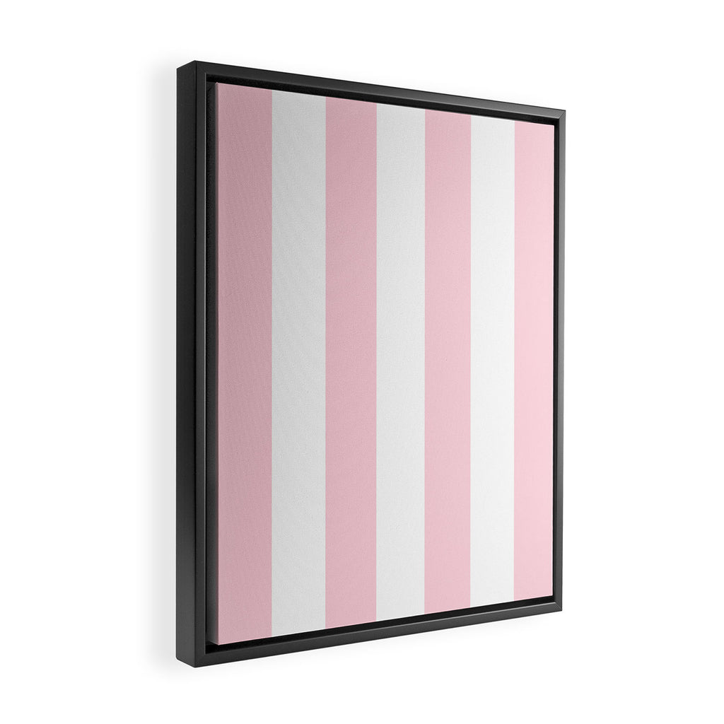 Light Soft Pastel Pink Beach Hut Stripes Framed Canvas Print Gallery Image 2