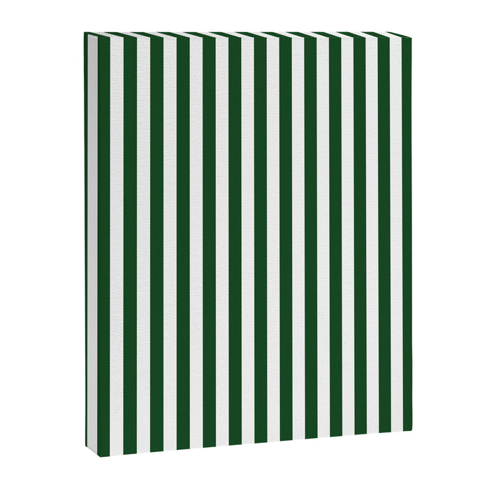 Original Forest Green and White Rustic Vertical Tent Stripes Canvas Print Gallery Image 1