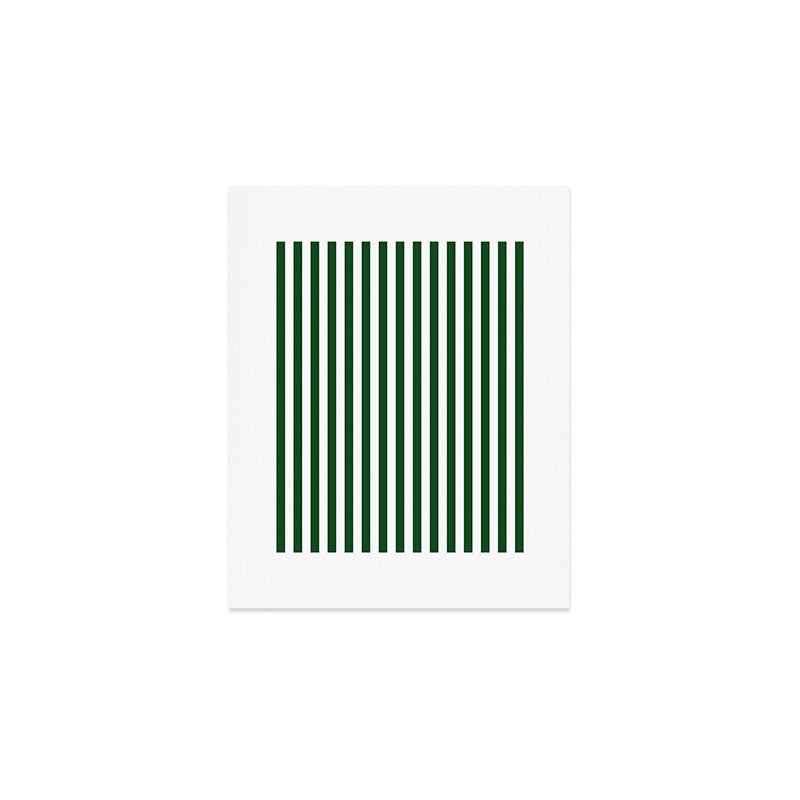 Original Forest Green and White Rustic Vertical Tent Stripes Art Print Gallery Image 1