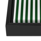 Original Forest Green and White Rustic Vertical Tent Stripes Framed Canvas Print Gallery Image 3