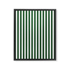 Original Forest Green and White Rustic Vertical Tent Stripes Framed Canvas Print Gallery Image 8