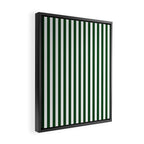 Original Forest Green and White Rustic Vertical Tent Stripes Framed Canvas Print Gallery Image 2