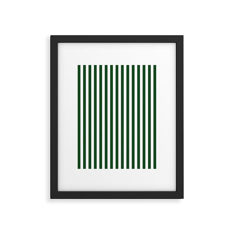 Original Forest Green and White Rustic Vertical Tent Stripes Framed Art Print Gallery Image 6