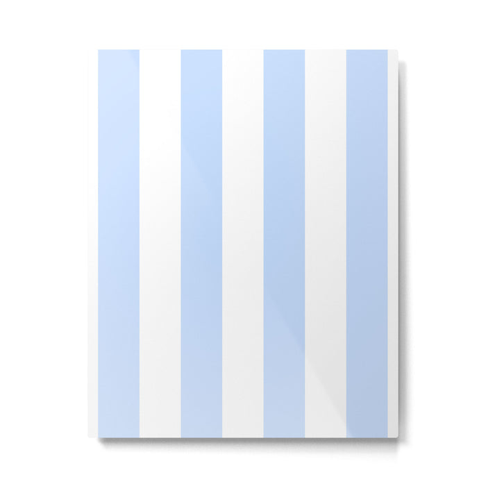 Pale Pastel Powder Blue and White Cabana Stripes Metal Print Gallery Image 1
