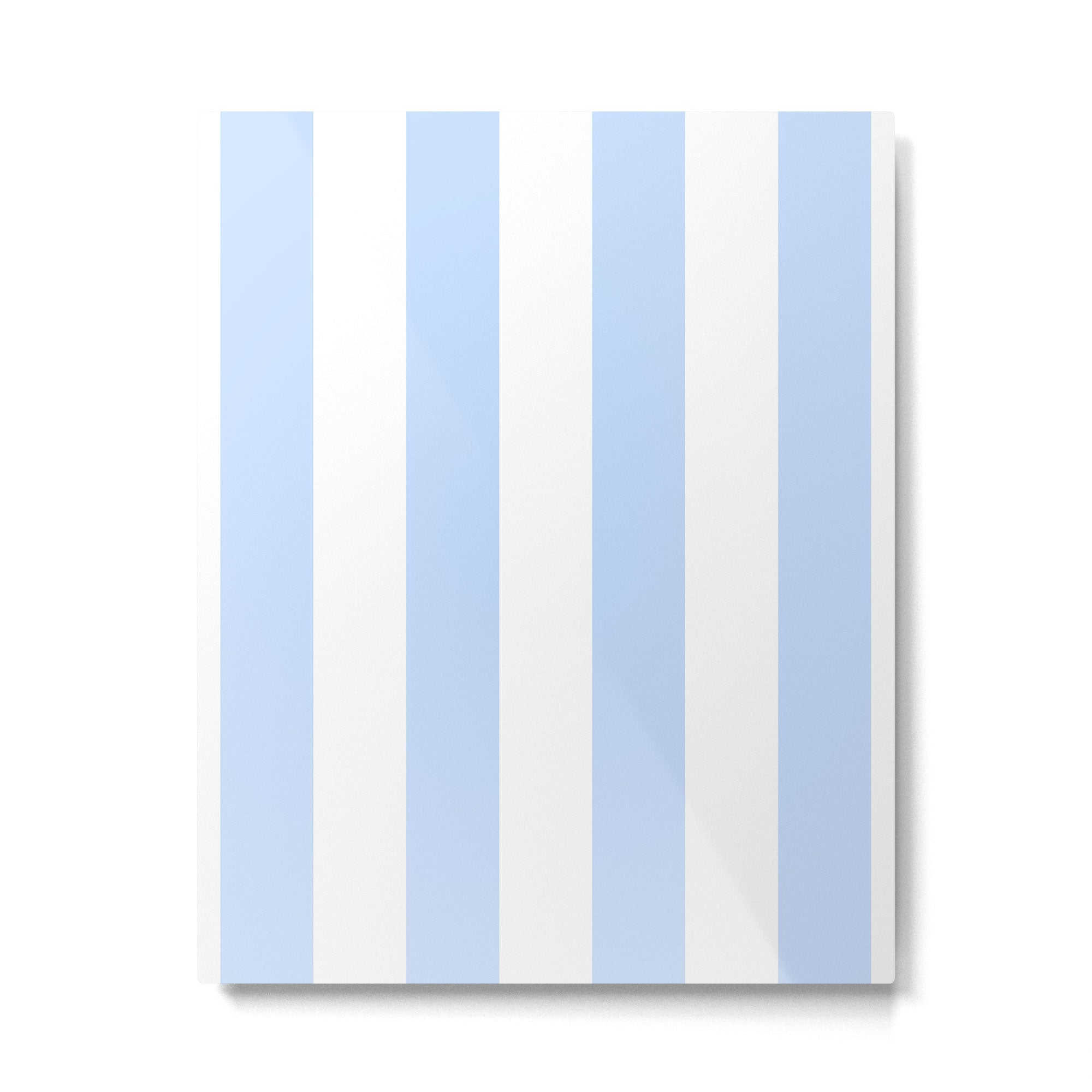 Pale Pastel Powder Blue and White Cabana Stripes Metal Print Gallery Image 6