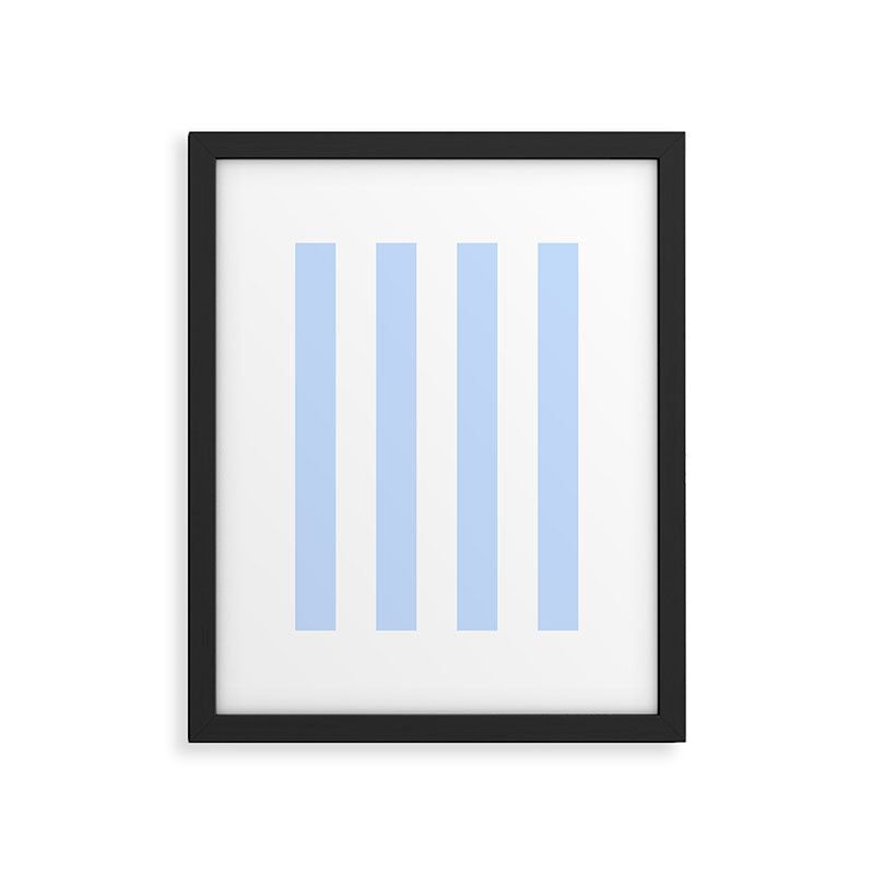 Pale Pastel Powder Blue and White Cabana Stripes Framed Art Print Gallery Image 6