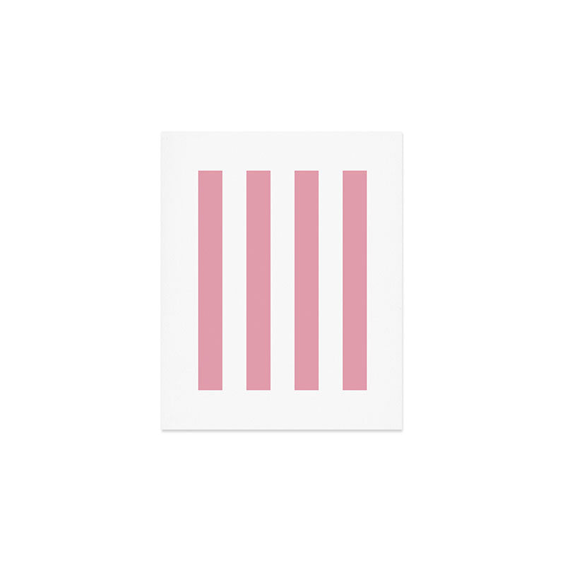 Rich Velvet Pink Rose and White Cabana Stripes Art Print Gallery Image 1