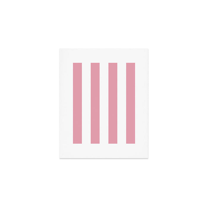 Rich Velvet Pink Rose and White Cabana Stripes Art Print Gallery Image 1