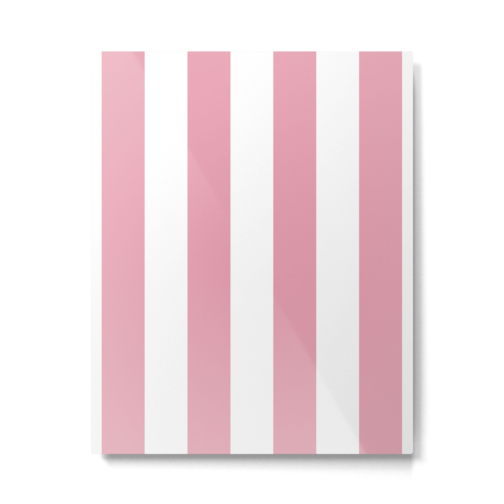 Rich Velvet Pink Rose and White Cabana Stripes Metal Print Gallery Image 6