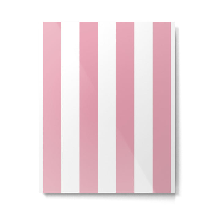 Rich Velvet Pink Rose and White Cabana Stripes Metal Print Gallery Image 1