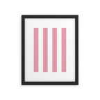 Rich Velvet Pink Rose and White Cabana Stripes Framed Art Print Gallery Image 6