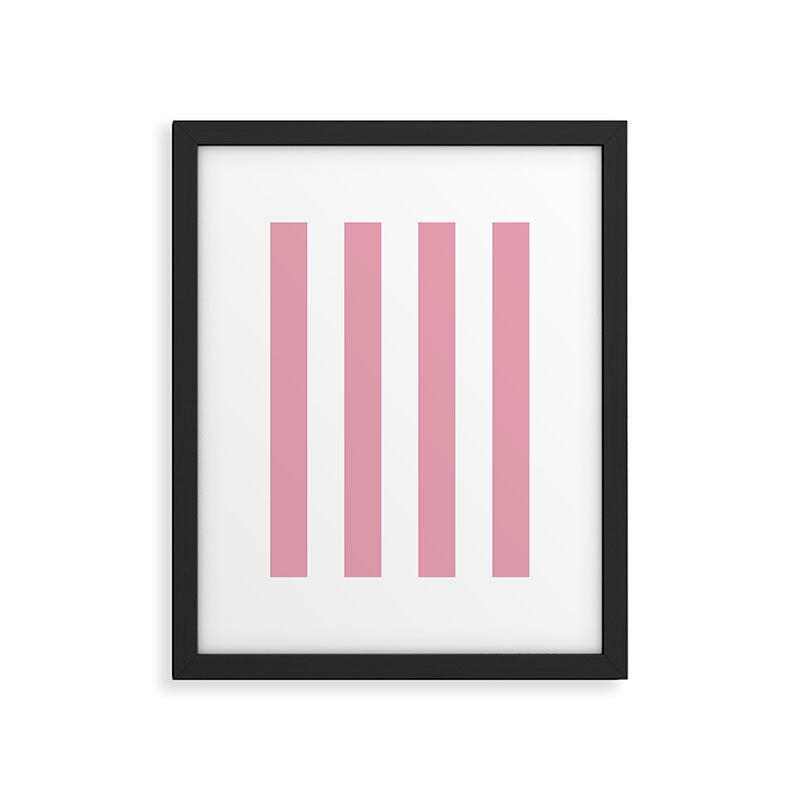 Rich Velvet Pink Rose and White Cabana Stripes Framed Art Print Gallery Image 6