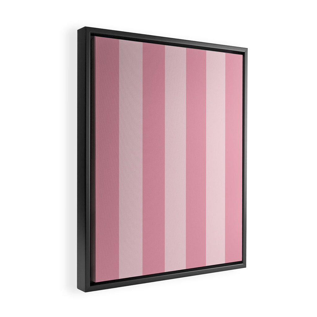 Rich Velvet Pink Rose Wide Cabana Stripes Framed Canvas Print Gallery Image 2