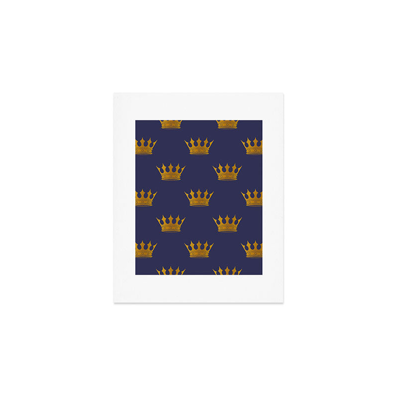 Royal Blue with Gold Crowns Art Print Gallery Image 1