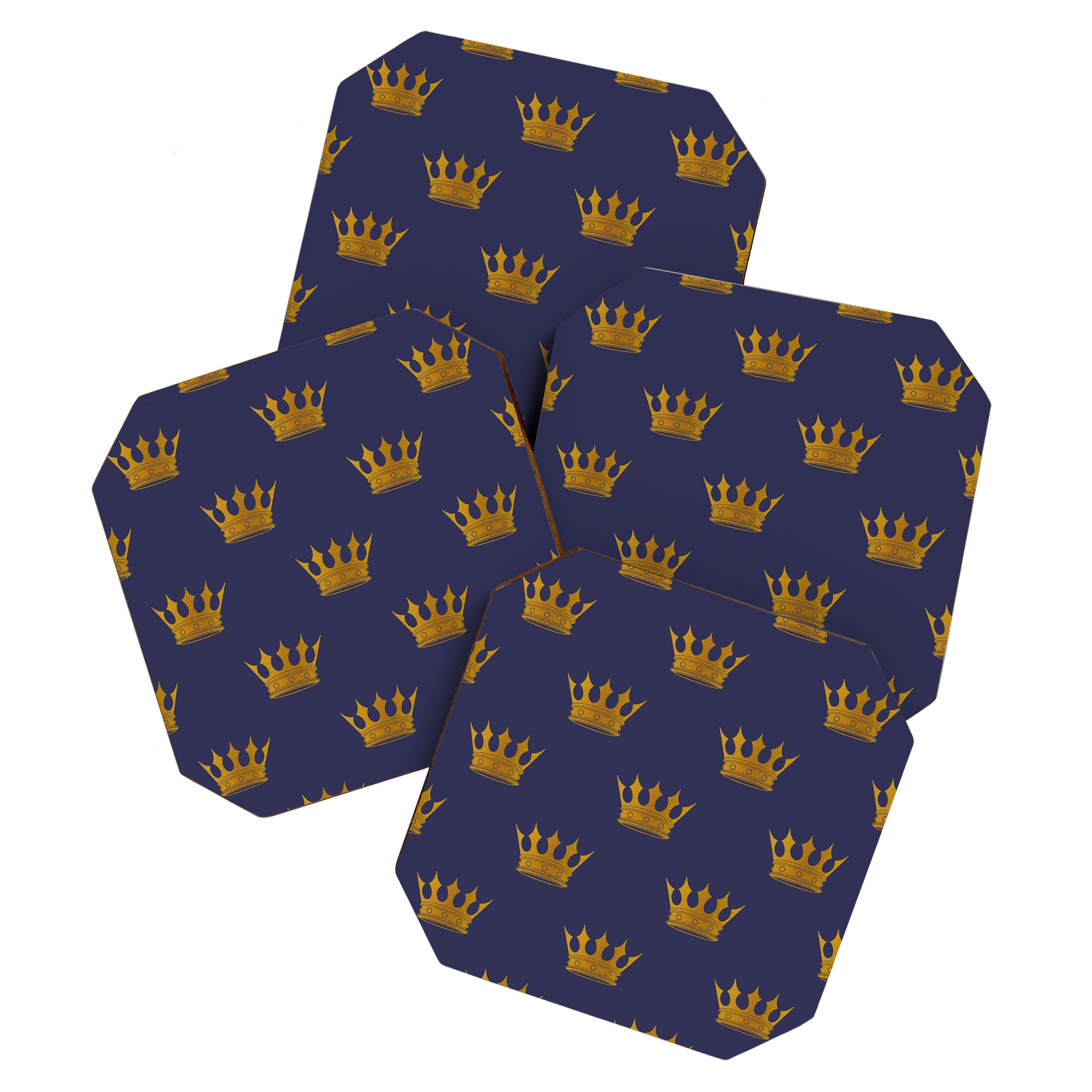Royal Blue with Gold Crowns Coaster Gallery Image 1
