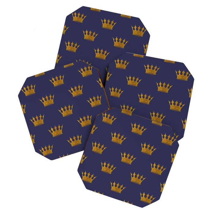 Royal Blue with Gold Crowns Coaster Gallery Image 1