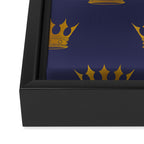 Royal Blue with Gold Crowns Framed Canvas Print Gallery Image 3