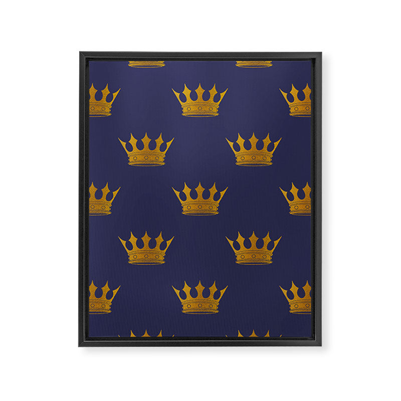 Royal Blue with Gold Crowns Framed Canvas Print Gallery Image 8