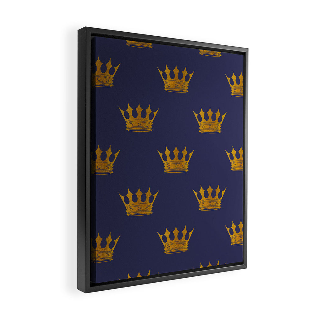 Royal Blue with Gold Crowns Framed Canvas Print Gallery Image 2