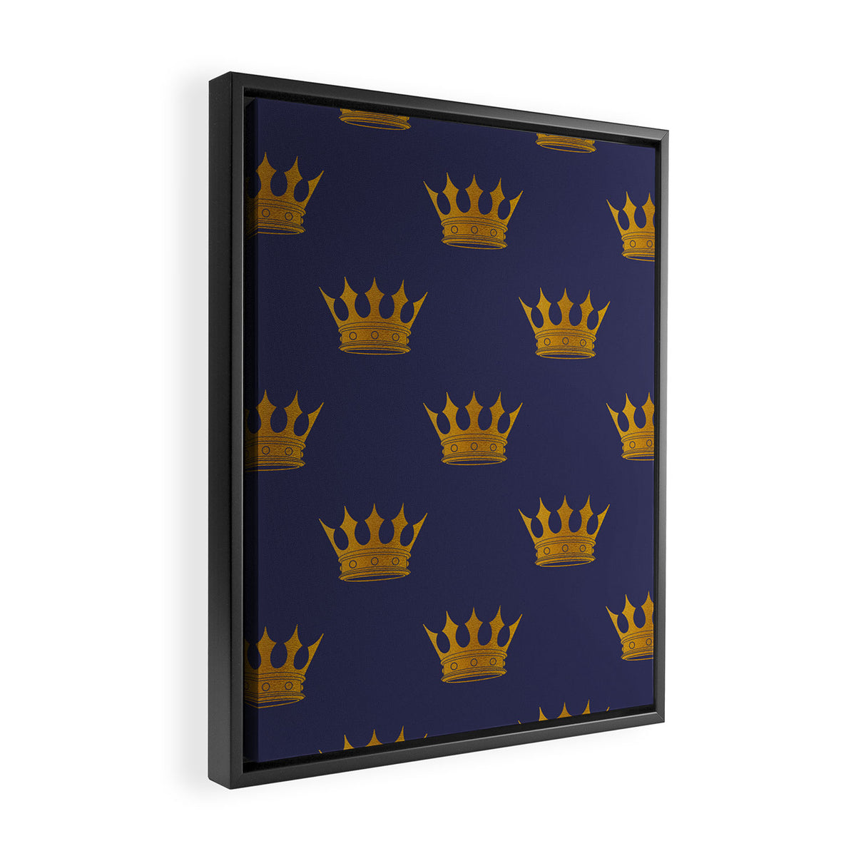 Royal Blue with Gold Crowns Framed Canvas Print Gallery Image 2
