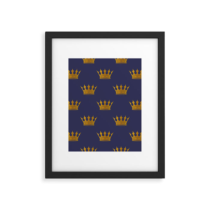 Royal Blue with Gold Crowns Framed Art Print Gallery Image 1
