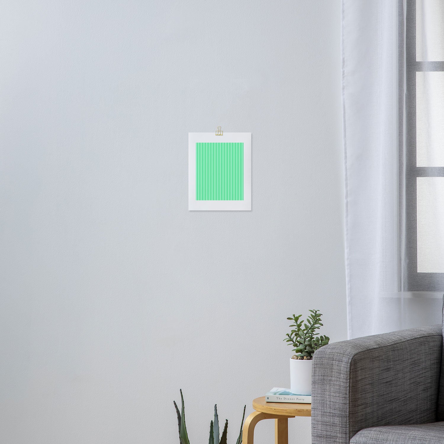 Spring Green and White Vertical Stripe Pattern for Crisp Interior Design Art Print Gallery Image 3