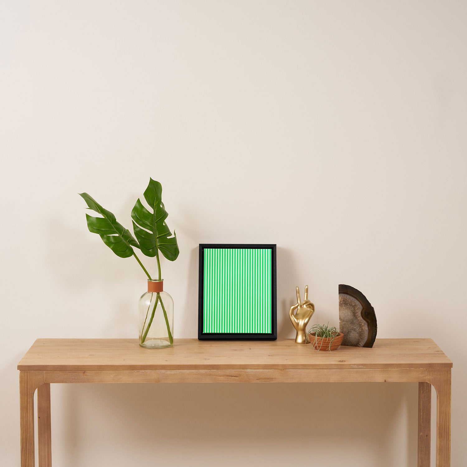 Spring Green and White Vertical Stripe Pattern for Crisp Interior Design Framed Canvas Print Gallery Image 4