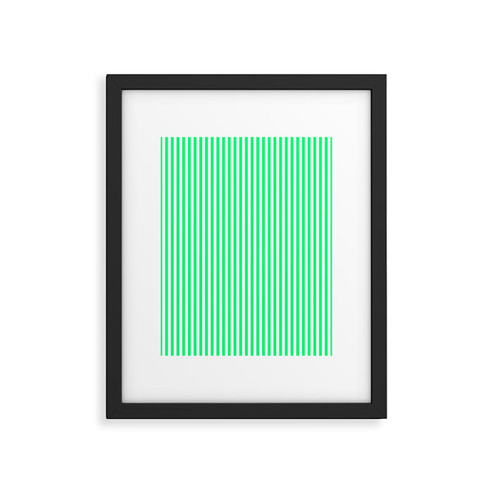Spring Green and White Vertical Stripe Pattern for Crisp Interior Design Framed Art Print Gallery Image 1