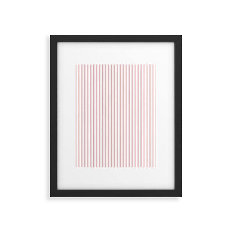 Thin Lush Blush Pink and White Mattress Ticking Stripes Framed Art Print Gallery Image 6