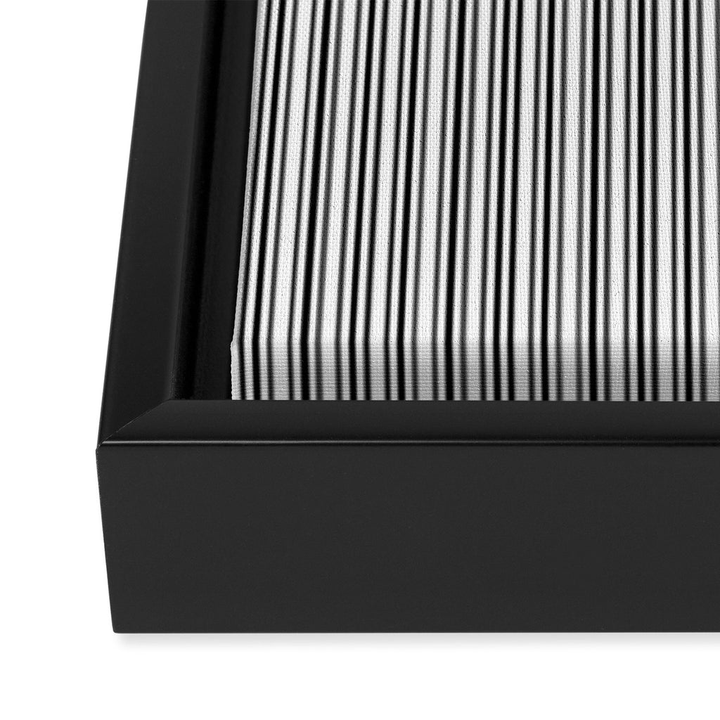 Trendy French Black and White Mattress Ticking Double Stripes Framed Canvas Print Gallery Image 3